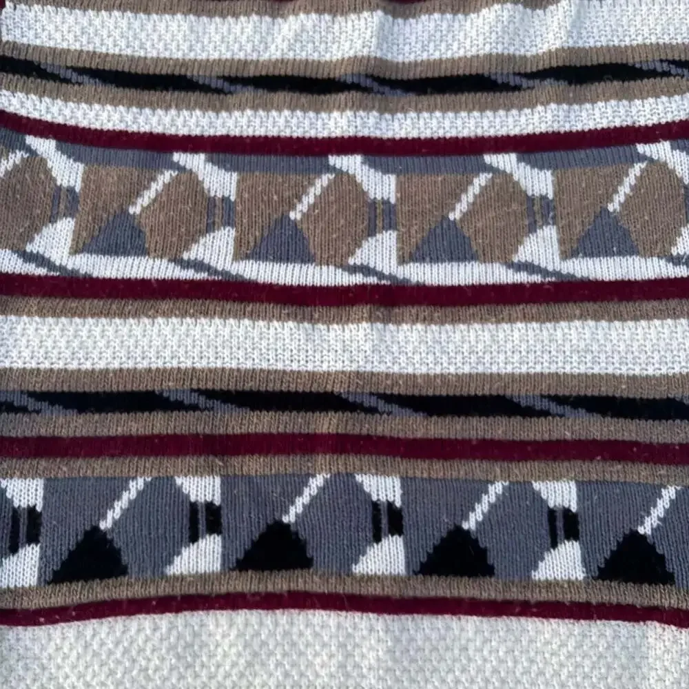 Vintage Atlas Made In USA Geometric Pattern Crewneck Knit Sweater Size Large